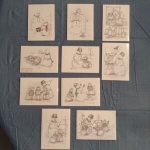 Set of 10 Christmas Bunny Sketches by Sue Rupp